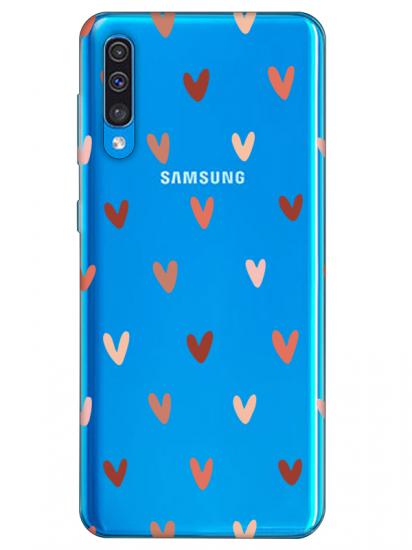 Samsung A30s Kalp Desen Şeffaf Telefon Kılıfı