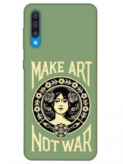 Samsung A30s Make Art Not War Yeşil Telefon Kılıfı