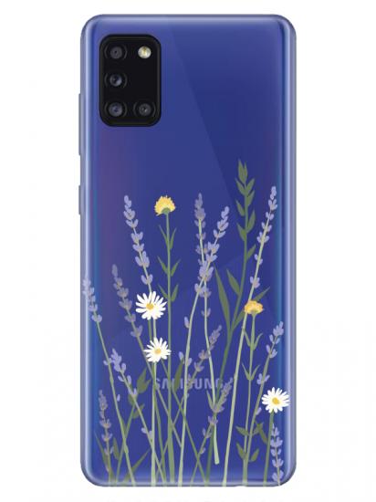 Samsung A31 Lavanta Desenli Şeffaf Telefon Kılıfı