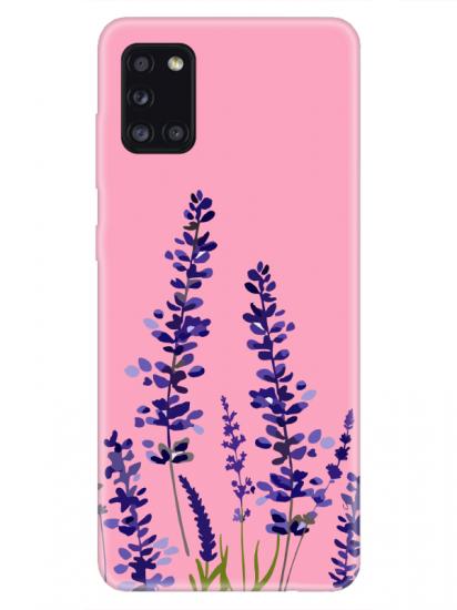 Samsung A31 Lavanta Desenli Pembe Telefon Kılıfı