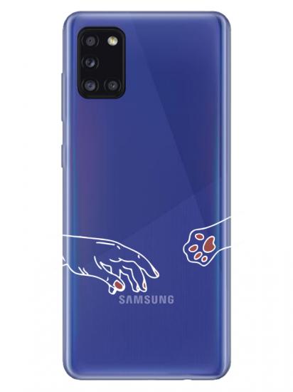 Samsung A31 Hand And Paw Şeffaf Telefon Kılıfı