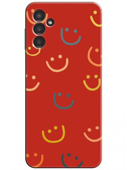 Samsung A34 Emoji Gülen Yüz Kırmızı Telefon Kılıfı