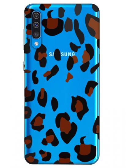 Samsung A50 Leopar Desen Şeffaf Telefon Kılıfı