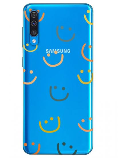 Samsung A50 Emoji Gülen Yüz Şeffaf Telefon Kılıfı