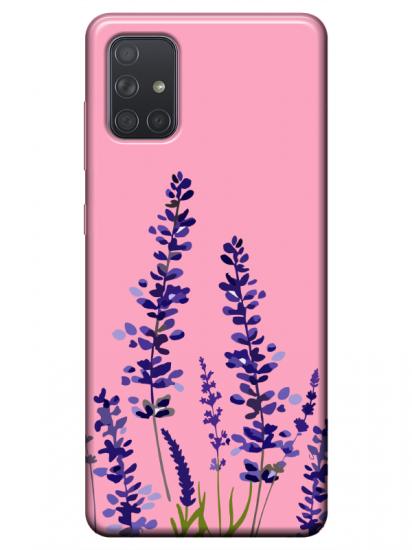 Samsung A51 Lavanta Desenli Pembe Telefon Kılıfı