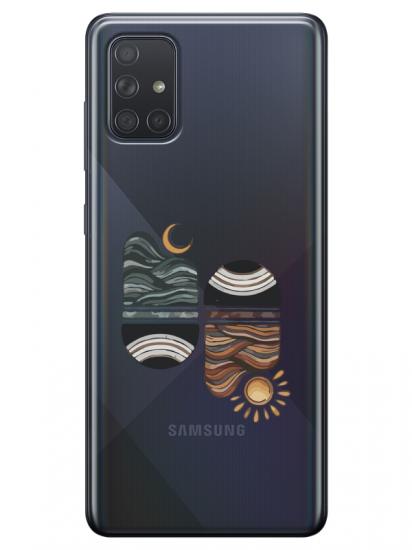 Samsung A51 Sunset Wave Şeffaf Telefon Kılıfı