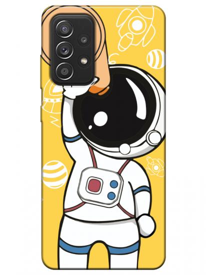 Samsung A52 Astronot Sarı Telefon Kılıfı