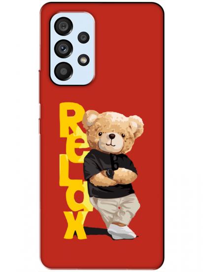 Samsung A53 Teddy Bear Relax Kırmızı Telefon Kılıfı