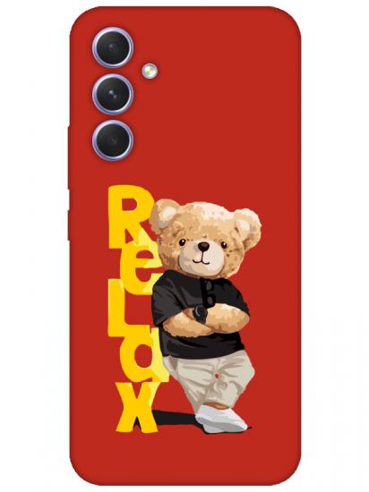 Samsung A54 Teddy Bear Relax Kırmızı Telefon Kılıfı