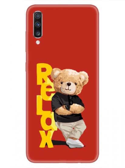 Samsung A70 Teddy Bear Relax Kırmızı Telefon Kılıfı