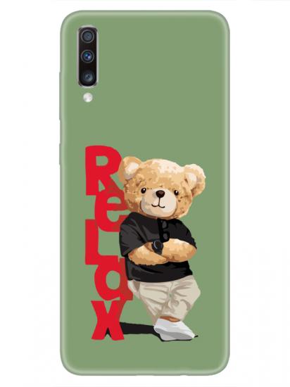 Samsung A70 Teddy Bear Relax Yeşil Telefon Kılıfı