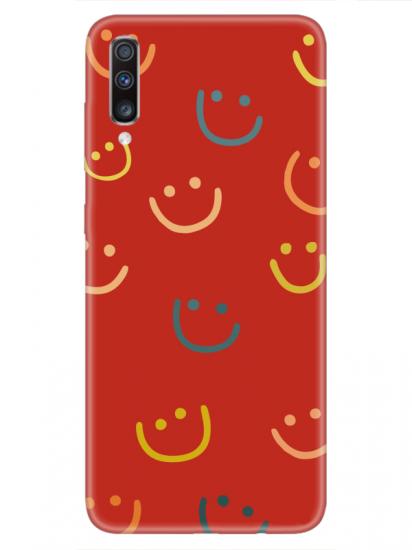 Samsung A70 Emoji Gülen Yüz Kırmızı Telefon Kılıfı