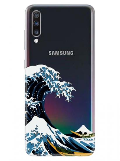 Samsung A70 Kanagawa Şeffaf Telefon Kılıfı