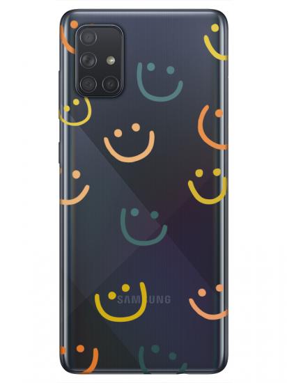 Samsung A71 Emoji Gülen Yüz Şeffaf Telefon Kılıfı