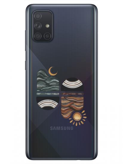 Samsung A71 Sunset Wave Şeffaf Telefon Kılıfı