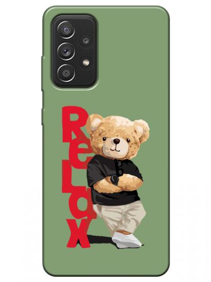 Samsung A72 Teddy Bear Relax Yeşil Telefon Kılıfı