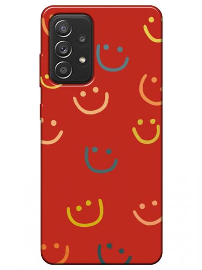 Samsung A72 Emoji Gülen Yüz Kırmızı Telefon Kılıfı