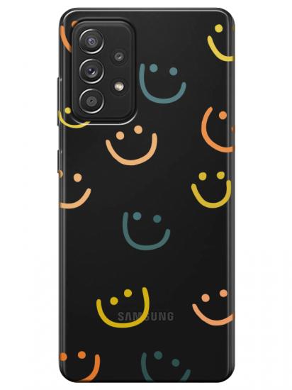 Samsung A72 Emoji Gülen Yüz Şeffaf Telefon Kılıfı