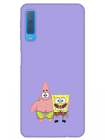 Samsung A7 2018 Sünger Bob Ve Patrickstar Lila Telefon Kılıfı