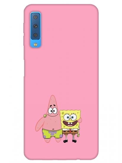 Samsung A7 2018 Sünger Bob Ve Patrickstar Pembe Telefon Kılıfı