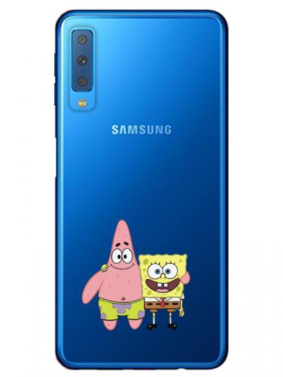 Samsung A7 2018 Sünger Bob Ve Patrickstar Şeffaf Telefon Kılıfı