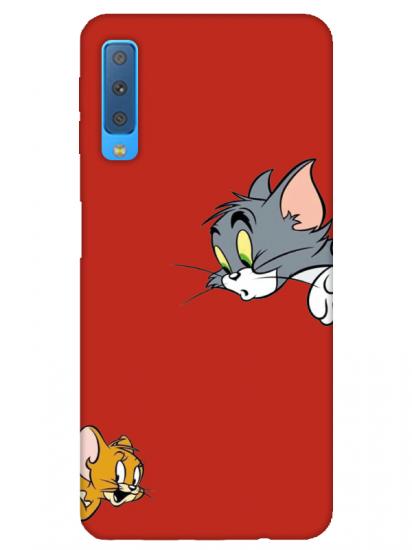 Samsung A7 2018 Tom And Jerry Kırmızı Telefon Kılıfı