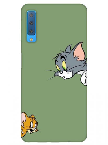 Samsung A7 2018 Tom And Jerry Yeşil Telefon Kılıfı