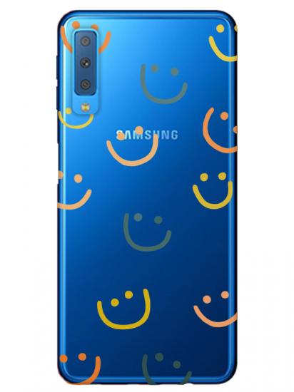 Samsung A7 2018 Emoji Gülen Yüz Şeffaf Telefon Kılıfı