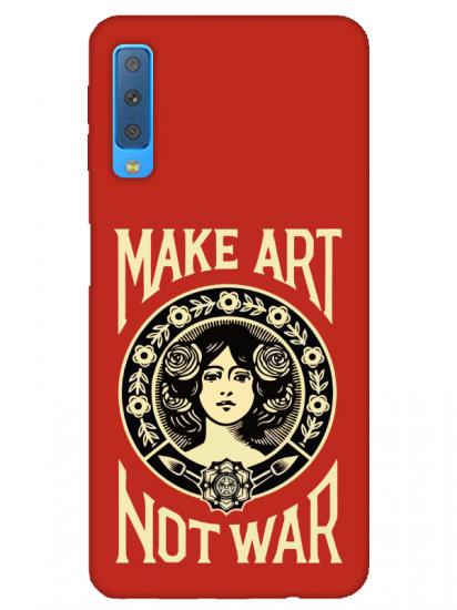 Samsung A7 2018 Make Art Not War Kırmızı Telefon Kılıfı