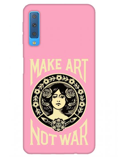 Samsung A7 2018 Make Art Not War Pembe Telefon Kılıfı