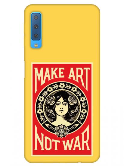 Samsung A7 2018 Make Art Not War Sarı Telefon Kılıfı