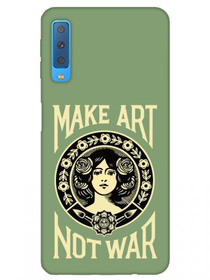 Samsung A7 2018 Make Art Not War Yeşil Telefon Kılıfı