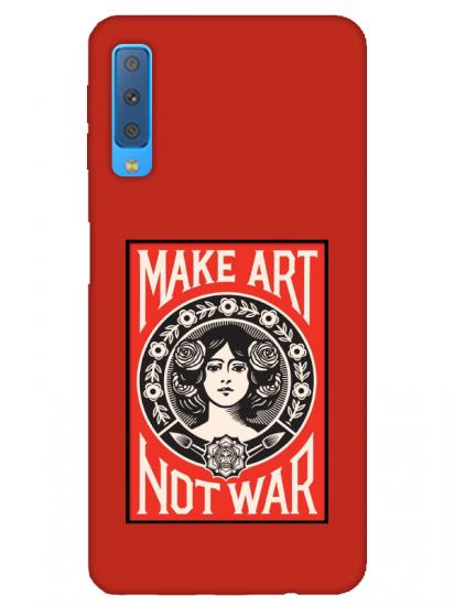 Samsung A7 2018 Make Art Not War Kırmızı Telefon Kılıfı