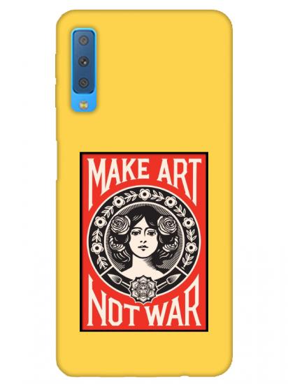 Samsung A7 2018 Make Art Not War Sarı Telefon Kılıfı