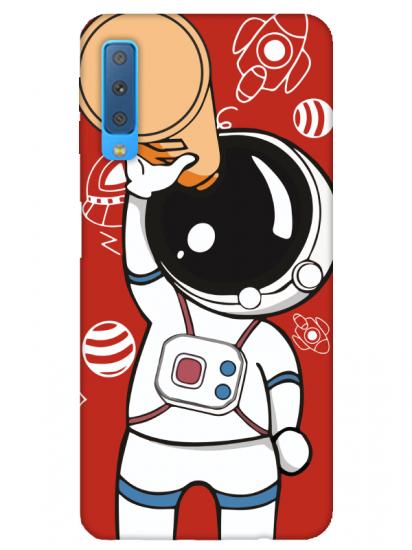 Samsung A7 2018 Astronot Kırmızı Telefon Kılıfı