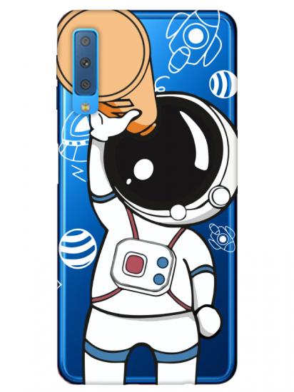 Samsung A7 2018 Astronot Şeffaf Telefon Kılıfı