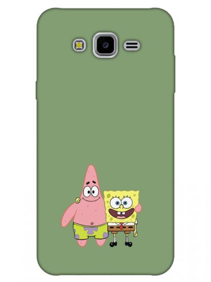 Samsung J7 Sünger Bob Ve Patrickstar Yeşil Telefon Kılıfı