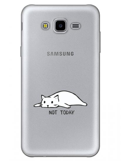 Samsung J7 Not Today Kedi Şeffaf Telefon Kılıfı