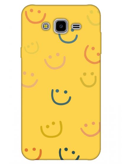 Samsung J7 Emoji Gülen Yüz Sarı Telefon Kılıfı