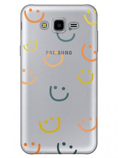 Samsung J7 Emoji Gülen Yüz Şeffaf Telefon Kılıfı