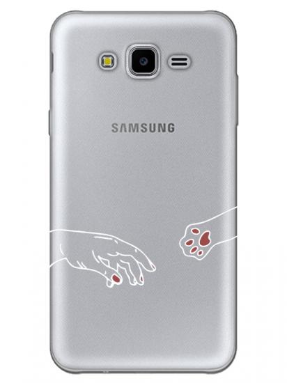 Samsung J7 Hand And Paw Şeffaf Telefon Kılıfı