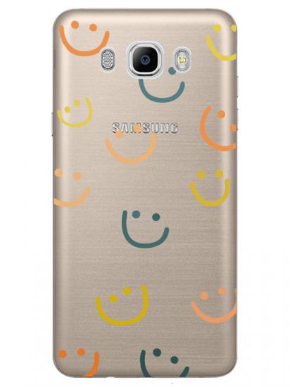 Samsung J7 2016 Emoji Gülen Yüz Şeffaf Telefon Kılıfı