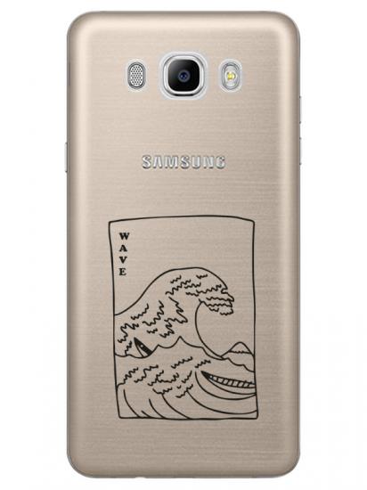 Samsung J7 2016 Kanagawa Wave Şeffaf Telefon Kılıfı