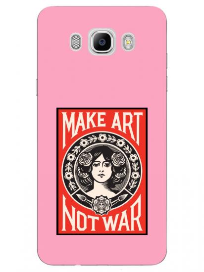 Samsung J7 2016 Make Art Not War Pembe Telefon Kılıfı