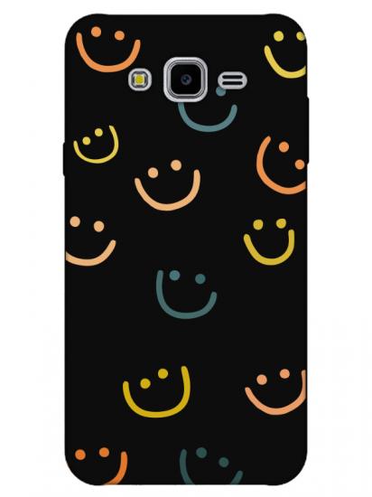 Samsung J7 Core Emoji Gülen Yüz Siyah Telefon Kılıfı