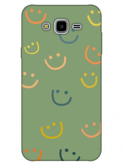 Samsung J7 Core Emoji Gülen Yüz Yeşil Telefon Kılıfı