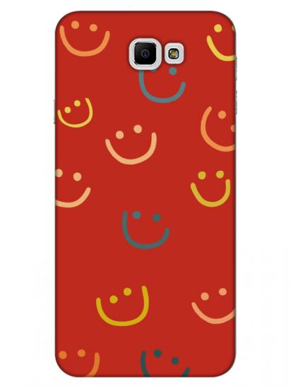 Samsung J7 Prime Emoji Gülen Yüz Kırmızı Telefon Kılıfı