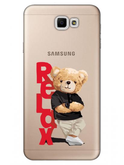 Samsung J7 Prime 2 Teddy Bear Relax Şeffaf Telefon Kılıfı