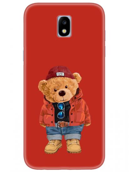 Samsung J7 Pro Teddy Bear Kırmızı Telefon Kılıfı