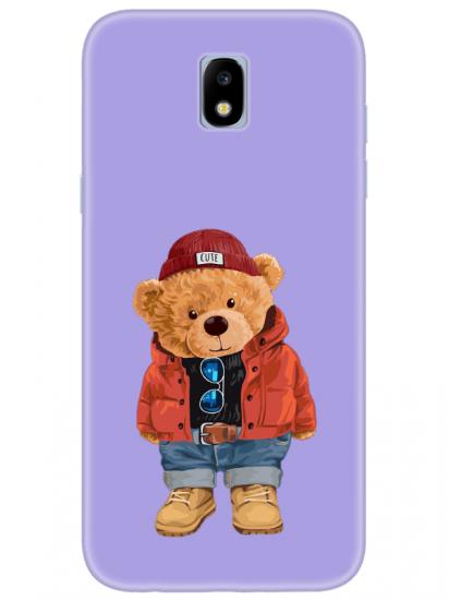 Samsung J7 Pro Teddy Bear Lila Telefon Kılıfı